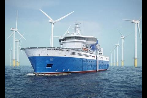 Bibby’s new WaveMaster1 is a 90m long, 20m beam Service Operation Vessel (SOV) capable of a 30 day endurance. Image: Damen